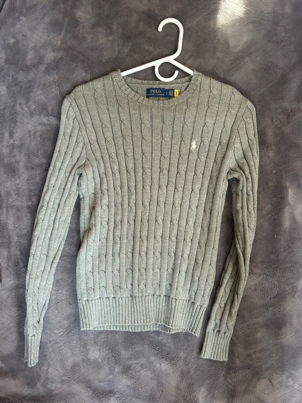 Ralph Lauren Women’s Cable Knit Crewneck Sweater - Light Gray